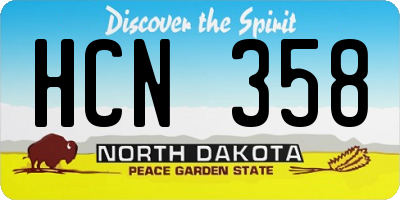 ND license plate HCN358