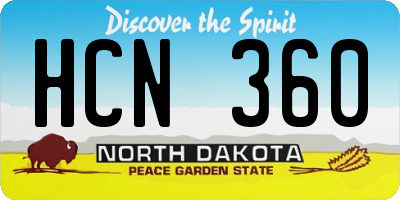 ND license plate HCN360