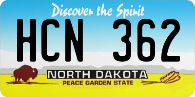ND license plate HCN362