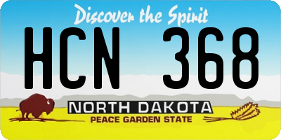 ND license plate HCN368