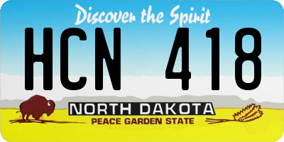 ND license plate HCN418