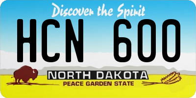 ND license plate HCN600