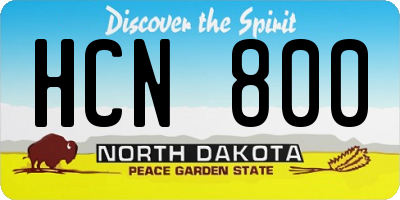 ND license plate HCN800
