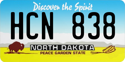 ND license plate HCN838