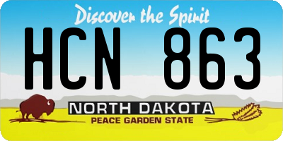 ND license plate HCN863