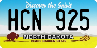 ND license plate HCN925