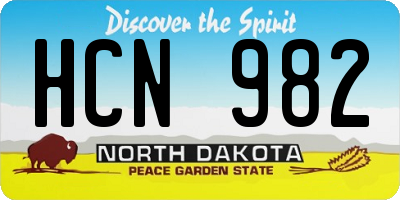 ND license plate HCN982