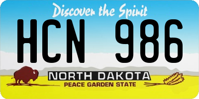 ND license plate HCN986