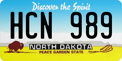 ND license plate HCN989