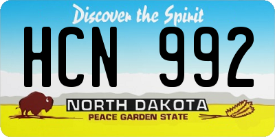 ND license plate HCN992