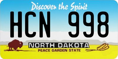 ND license plate HCN998