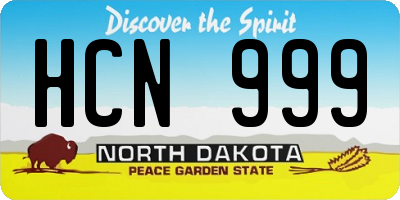 ND license plate HCN999