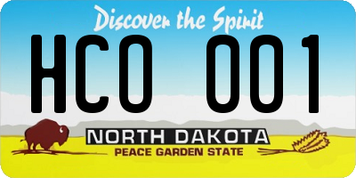 ND license plate HCO001