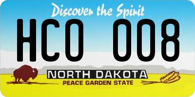 ND license plate HCO008