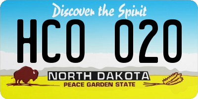 ND license plate HCO020