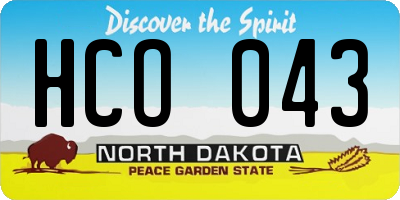 ND license plate HCO043