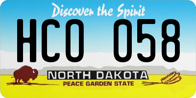 ND license plate HCO058