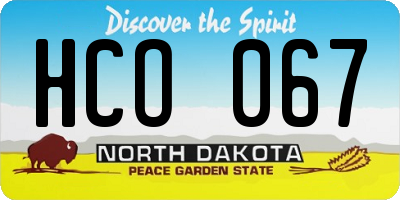ND license plate HCO067