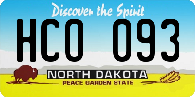 ND license plate HCO093