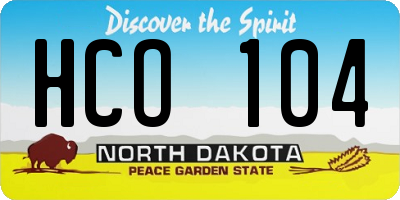 ND license plate HCO104