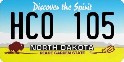 ND license plate HCO105
