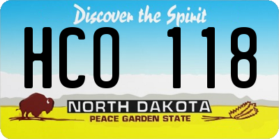 ND license plate HCO118