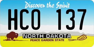 ND license plate HCO137