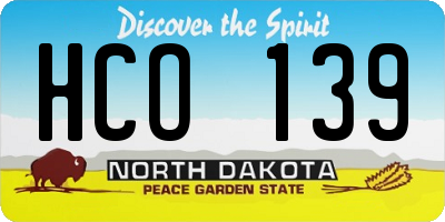 ND license plate HCO139