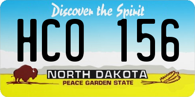 ND license plate HCO156