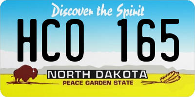 ND license plate HCO165