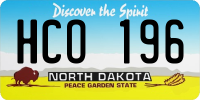 ND license plate HCO196