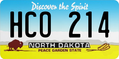 ND license plate HCO214