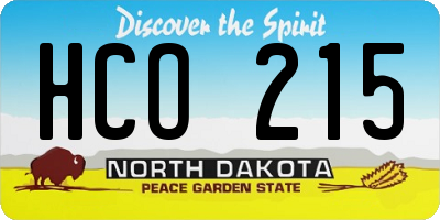 ND license plate HCO215
