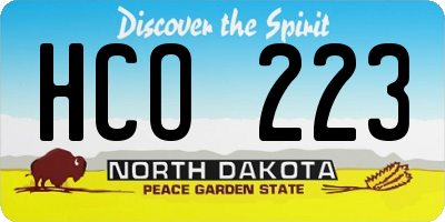 ND license plate HCO223