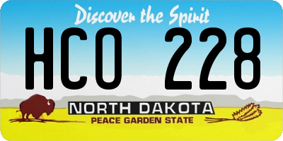 ND license plate HCO228