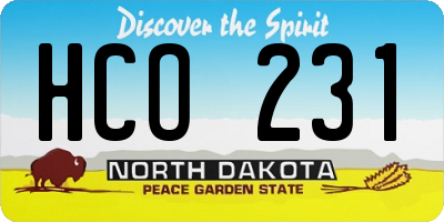 ND license plate HCO231