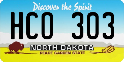 ND license plate HCO303