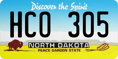 ND license plate HCO305