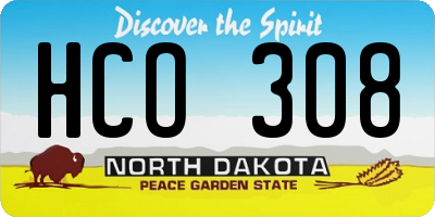 ND license plate HCO308