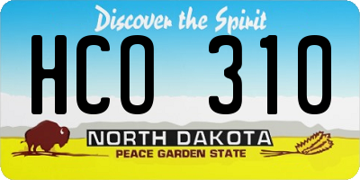 ND license plate HCO310