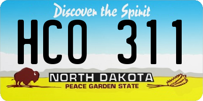 ND license plate HCO311