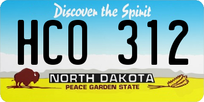 ND license plate HCO312