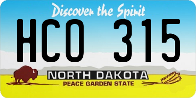 ND license plate HCO315