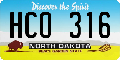 ND license plate HCO316