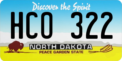 ND license plate HCO322