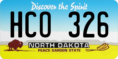 ND license plate HCO326