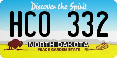 ND license plate HCO332