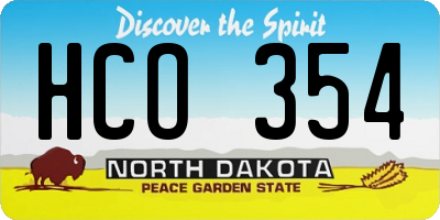 ND license plate HCO354