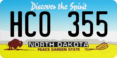 ND license plate HCO355