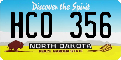 ND license plate HCO356